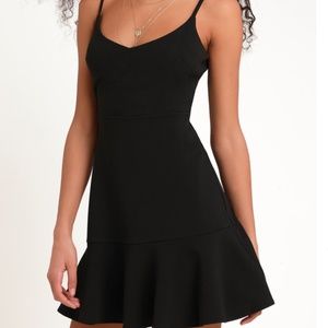 Black Flounce Hem Mini Dress